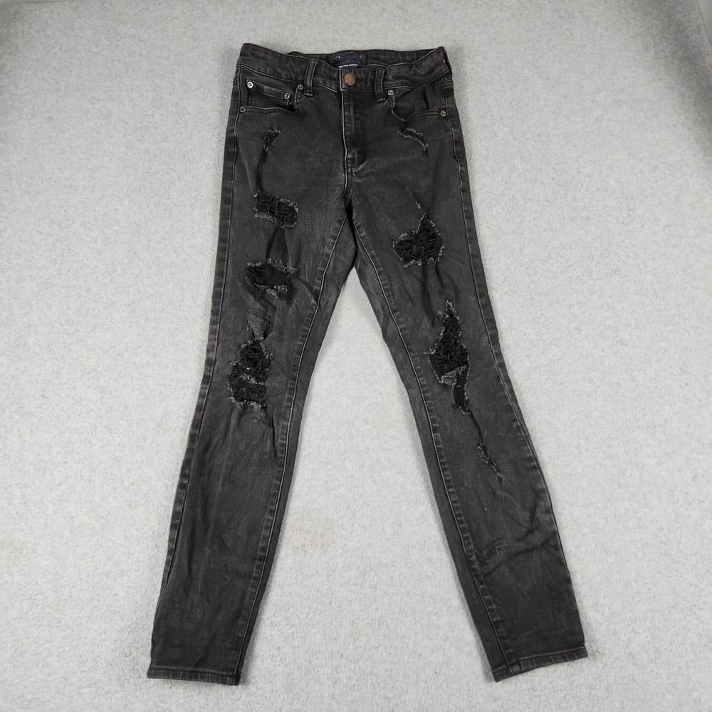 Aeropostale High Rise Jegging Jeans Womens 6 Black Cotton Stretch Distressed